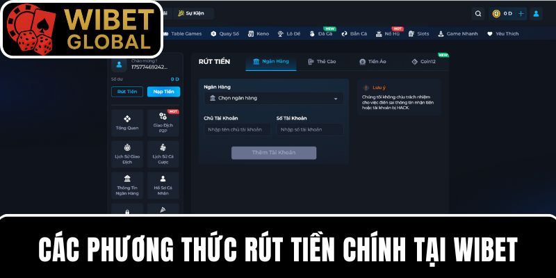 Tìm hiểu các phương thức rút thưởng tại WIBET